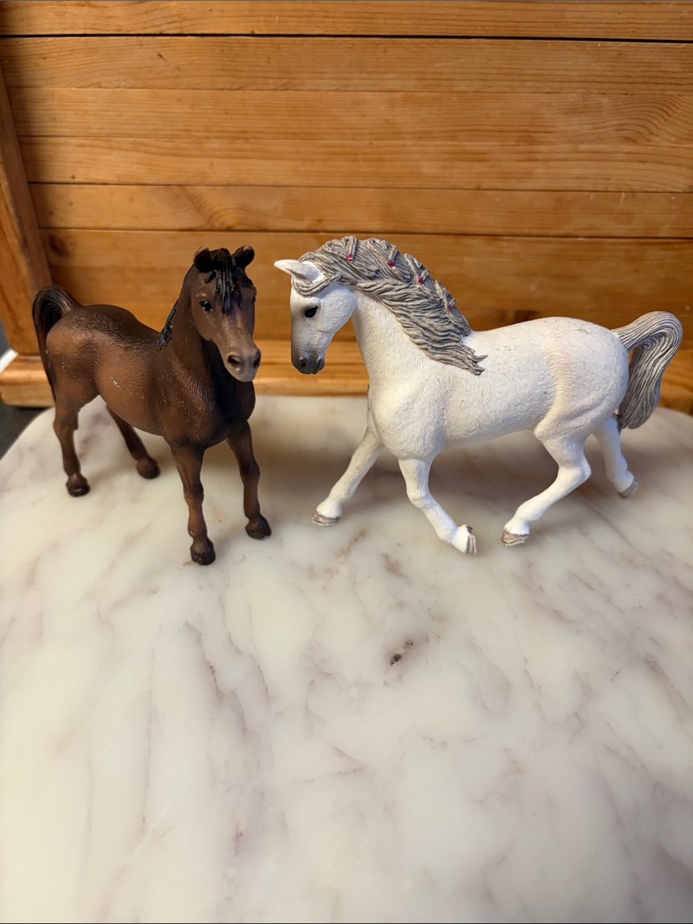 Schleich Brown and White Decorative Horse Figurine Set